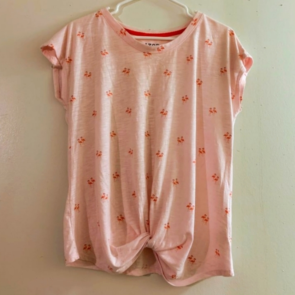 Izod sz Med Peachy Pink Front knot Flamingo Top